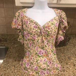 Express puff sleeve floral bustier top